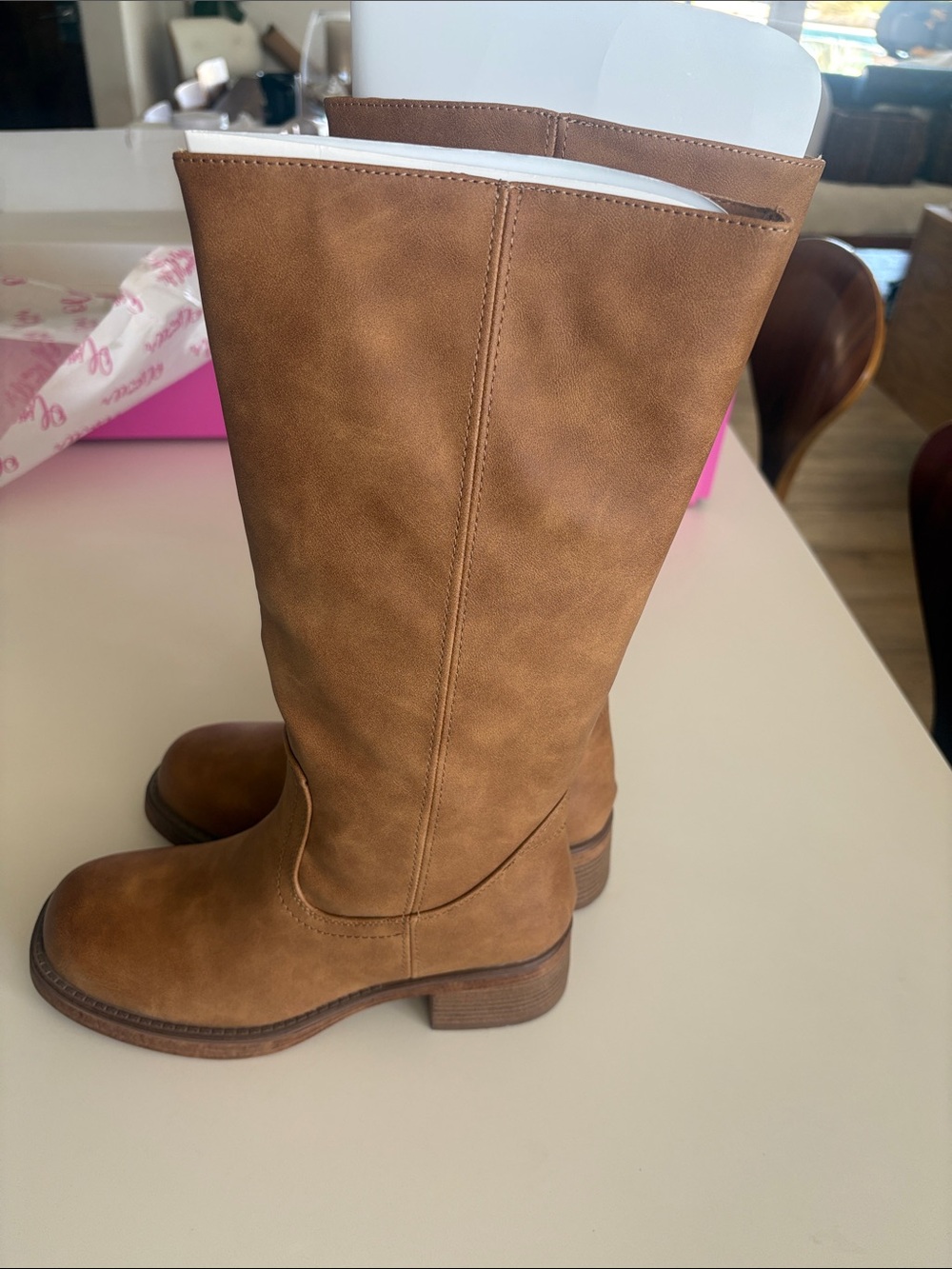 Campus Style Women's Mid-Calf Brown Leather Boots - Picture 8 of 9